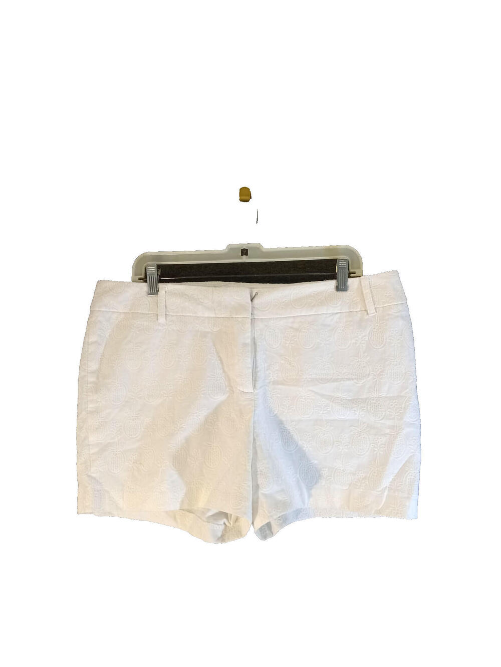 Cato Mid Rise Shorts Womens 16 White Pineapple Print Belt Loops Back Pockets